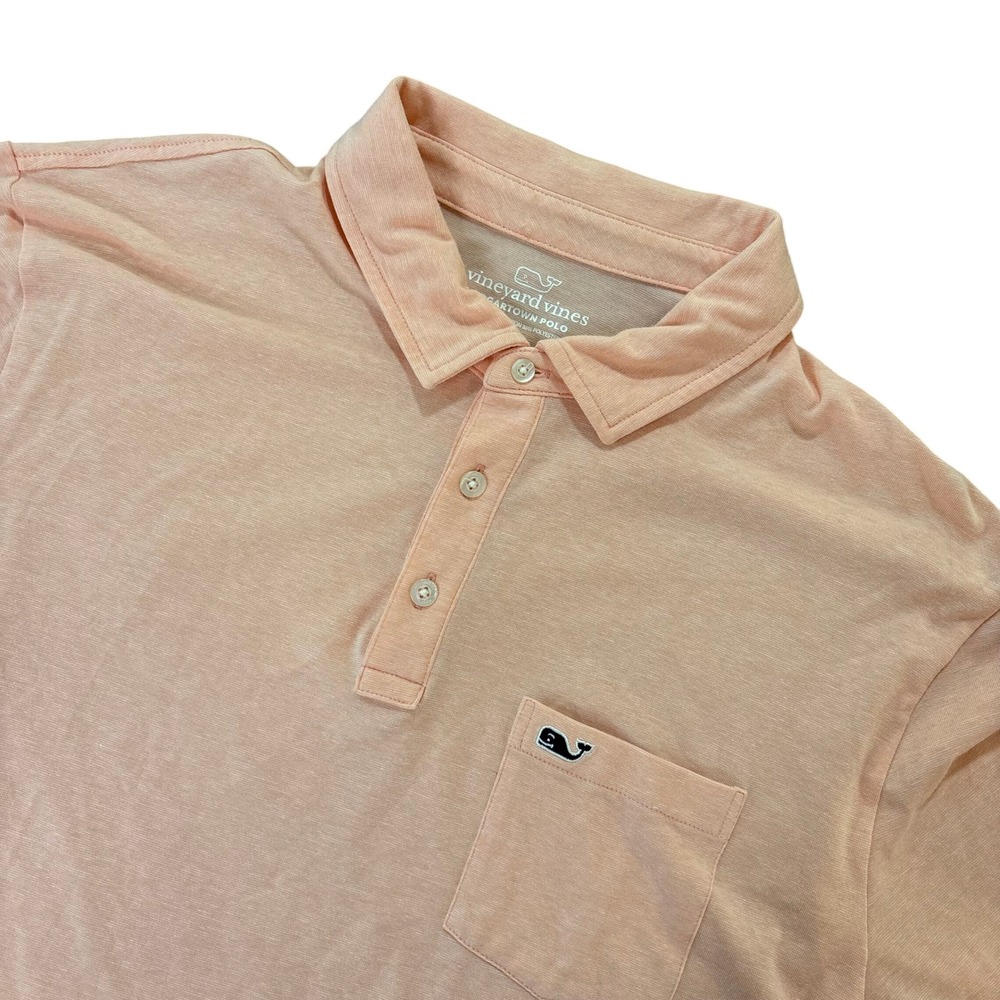 VINEYARD VINES Polo Shirt Mens Large Coral Edgartown Pima Blend Pocket